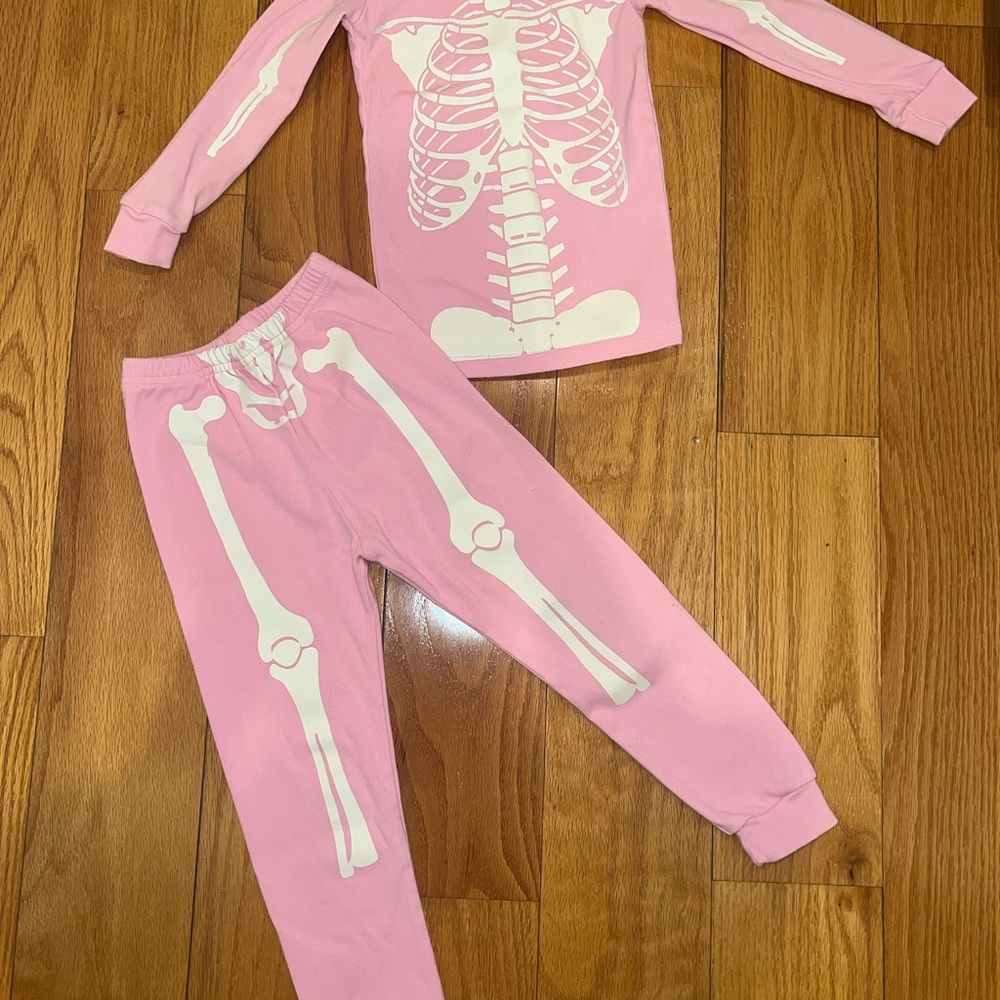 Kids Skeleton Pajamas - Pink